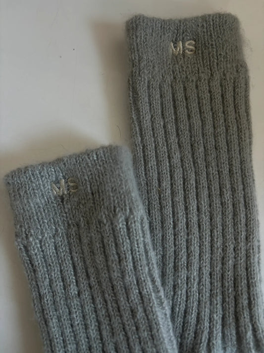 Cashmere ribbed socks - Heather grey